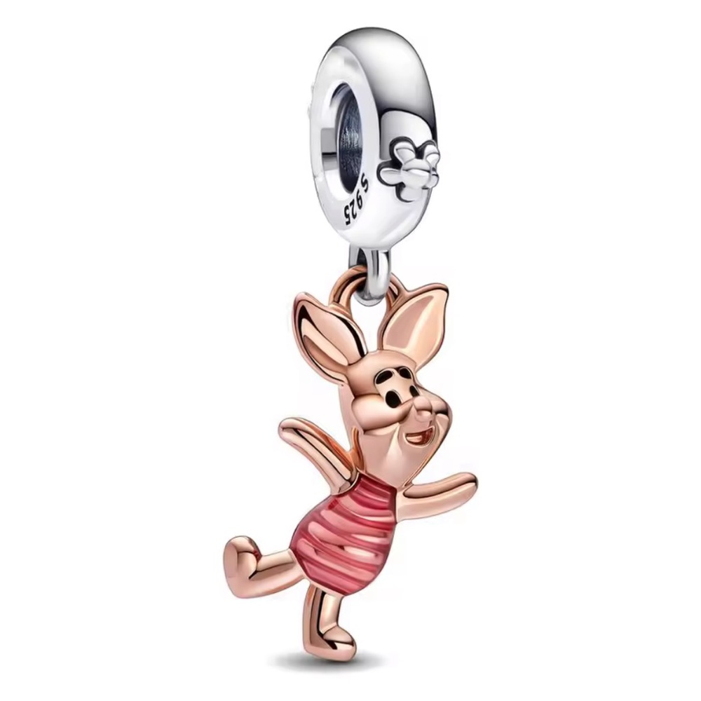 New Sterling Silver 925 Winnie the Pooh Piglet bracelet charm